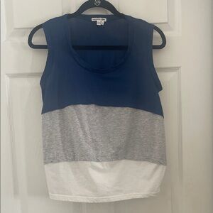 Lacoste Blue, Gray & White Colorblock Tank Top